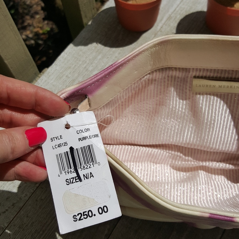 NWT Lauren Merkin Calf Skin Tie-dye Pattern Clutch - Picture 6 of 8